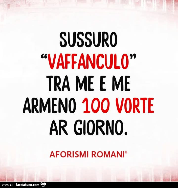 Sussuro vaffanculo tra me e me armeno 100 vorte ar giorno