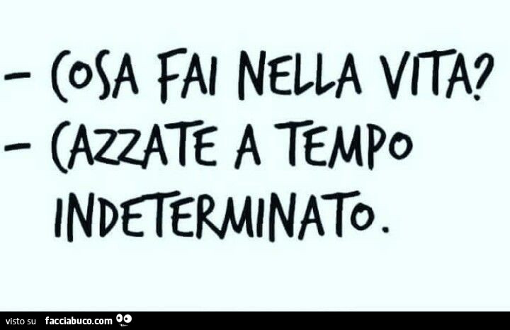 Cosa fai nella vita? Cazzate a tempo indeterminato