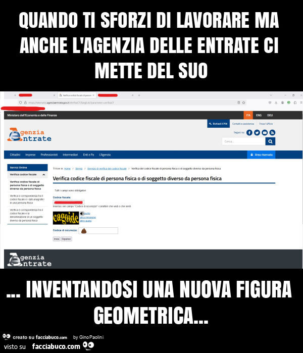 Quando ti sforzi di lavorare ma anche l'agenzia delle entrate ci mette del suo… inventandosi una nuova figura geometrica