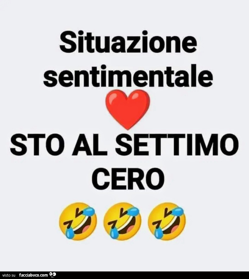 Situazione sentimentale sto al settimo cero