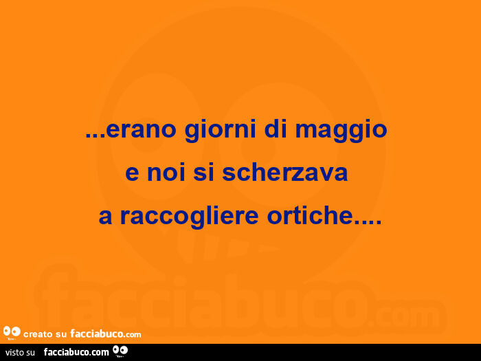 Erano giorni di maggio e noi si scherzava a raccogliere ortiche