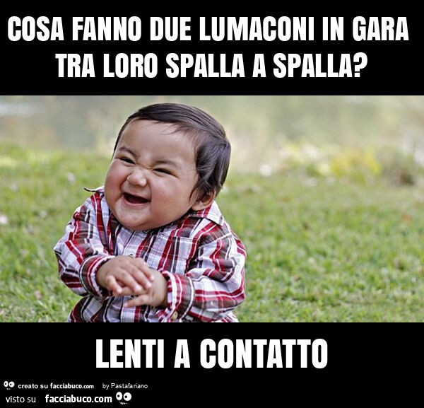 Cosa fanno due lumaconi in gara tra loro spalla a spalla? Lenti a contatto