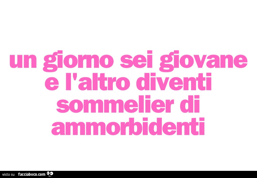 Un giorno sei giovane e l'altro diventi sommelier di ammorbidenti