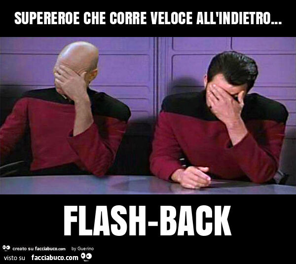 Supereroe che corre veloce all'indietro… flash-back