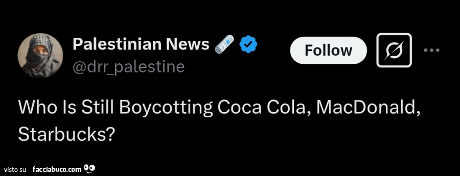 Who is still boycotting coca cola, macdonald, starbucks?