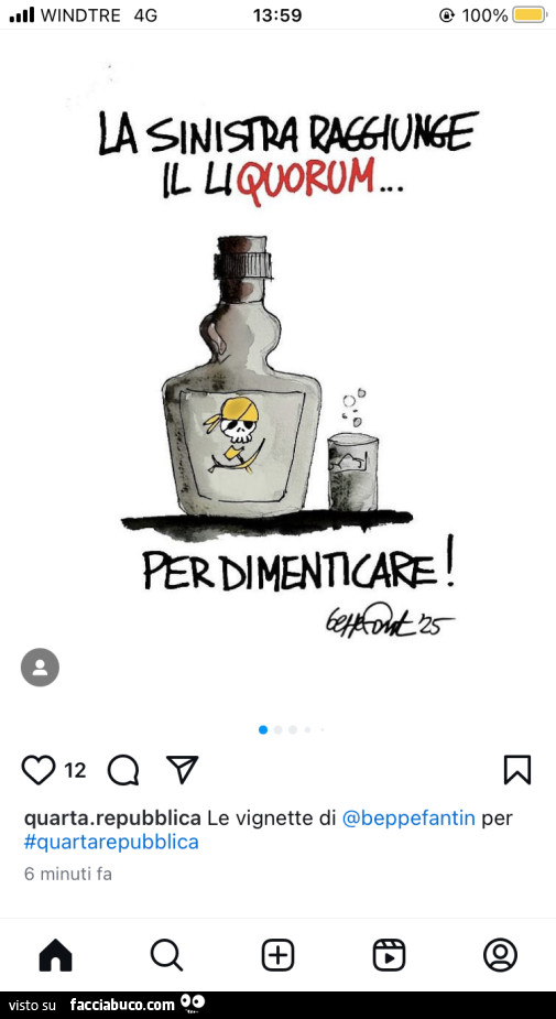 La sinistra raggiunge il liquorum per dimenticare