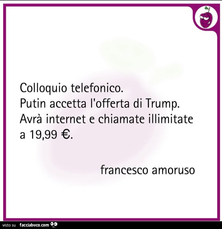 Colloquio telefonico. Putin accetta l'offerta di trump. Avrà internet e chiamate illimitate a 19,99 €