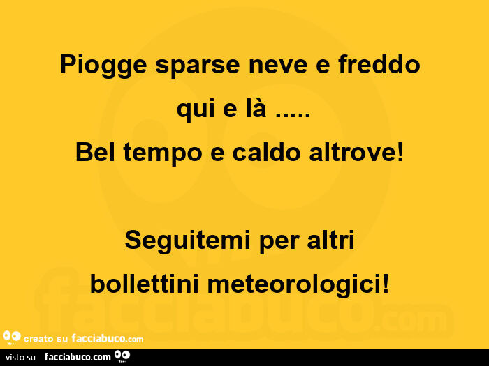 Piogge sparse neve e freddo qui e là… bel tempo e caldo altrove! Seguitemi per altri  bollettini meteorologici