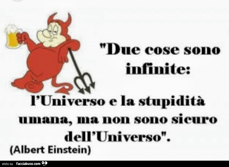 Due cose sono infinite: l'universo e la stupidità umana, ma non sono sicuro dell'universo. Albert Einstein