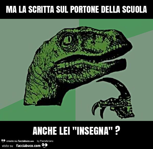 Ma la scritta sul portone della scuola anche lei "insegna"?