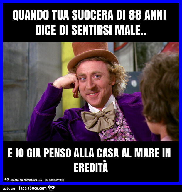 Quando tua suocera di 88 anni dice di sentirsi male. E io gia penso alla casa al mare in eredità