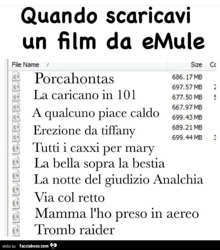 Quando scaricavi un film da emule