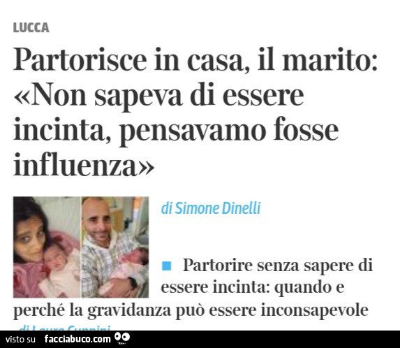 Partorisce in casa, il marito: non sapeva di essere incinta, pensavamo fosse influenza