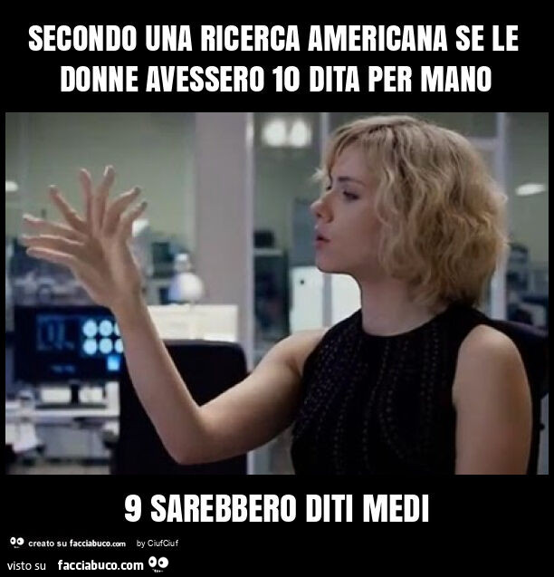 Secondo una ricerca americana se le donne avessero 10 dita per mano 9 sarebbero diti medi