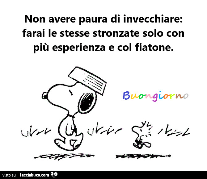 Non avere paura di invecchiare: farai le stesse stronzate solo con più esperienza e col fiatone