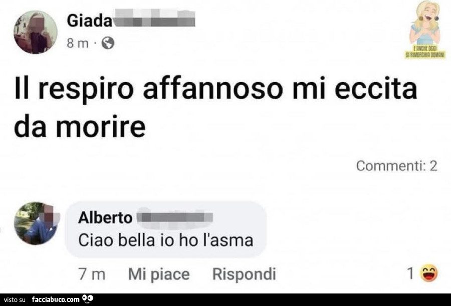 Il respiro affannoso mi eccita da morire. Ciao bella io ho l'asma