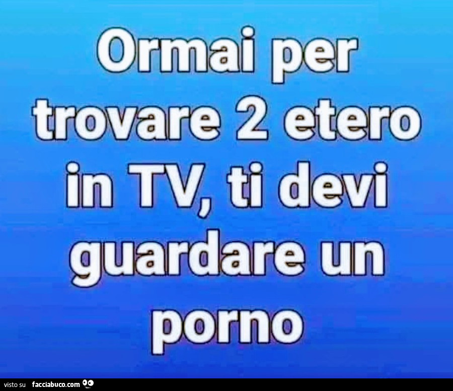 Ormai per trovare 2 etero in tv ti devi guardare un porno