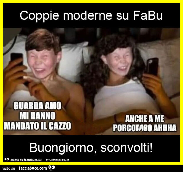Coppie moderne su fabu buongiorno, sconvolti