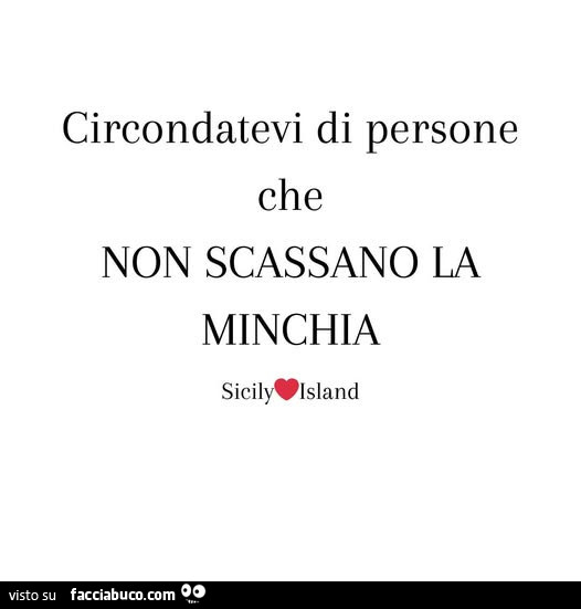 Circondatevi di persone che non scassano la minchia