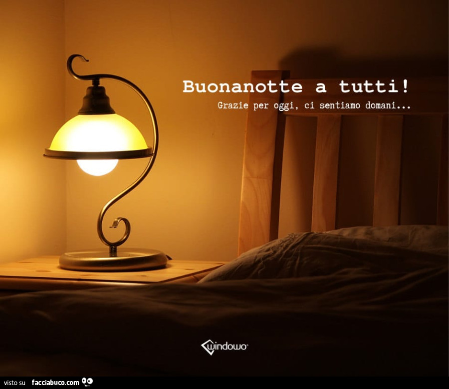 Buonanotte a tutti! Grazie per oggi, ci sentiano domani