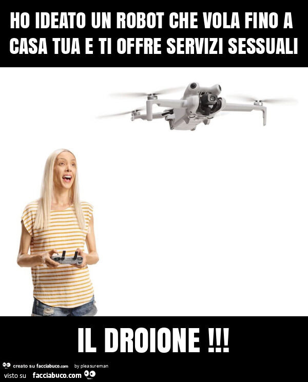 Ho ideato un robot che vola fino a casa tua e ti offre servizi sessuali il droione