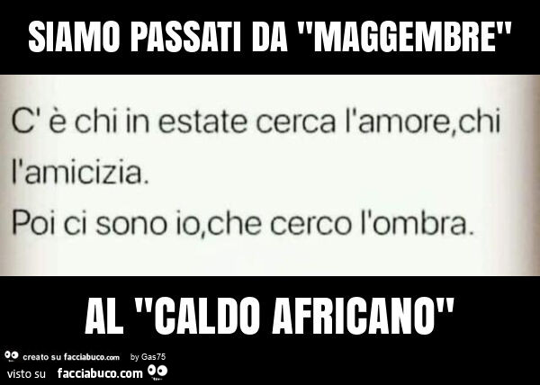 Siamo passati da "maggembre" al "caldo africano"