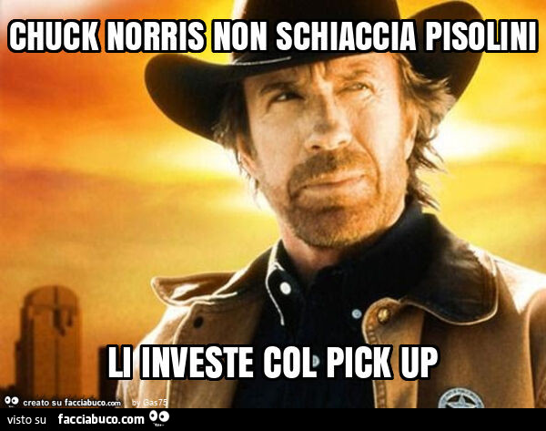 Chuck norris non schiaccia pisolini li investe col pick up