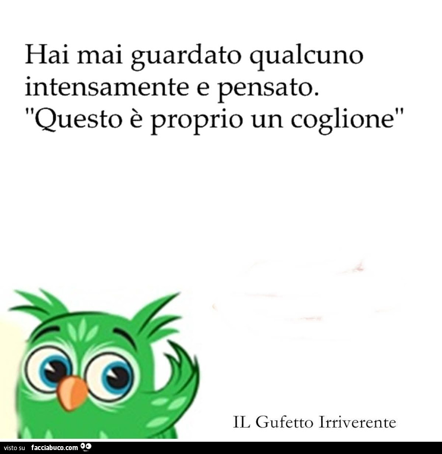 Hai mai guardato qualcuno intensamente e pensato. Questo è proprio un coglione