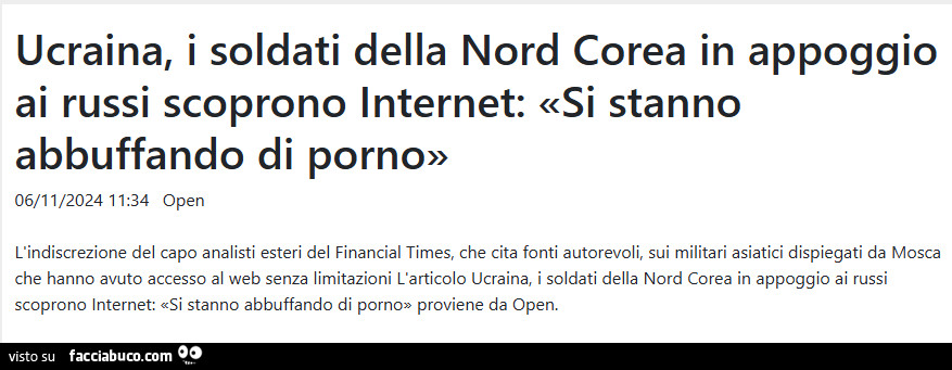 Ucraina, i soldati della nord corea in appoggio ai russi scoprono internet: si stanno abbuffando di porno