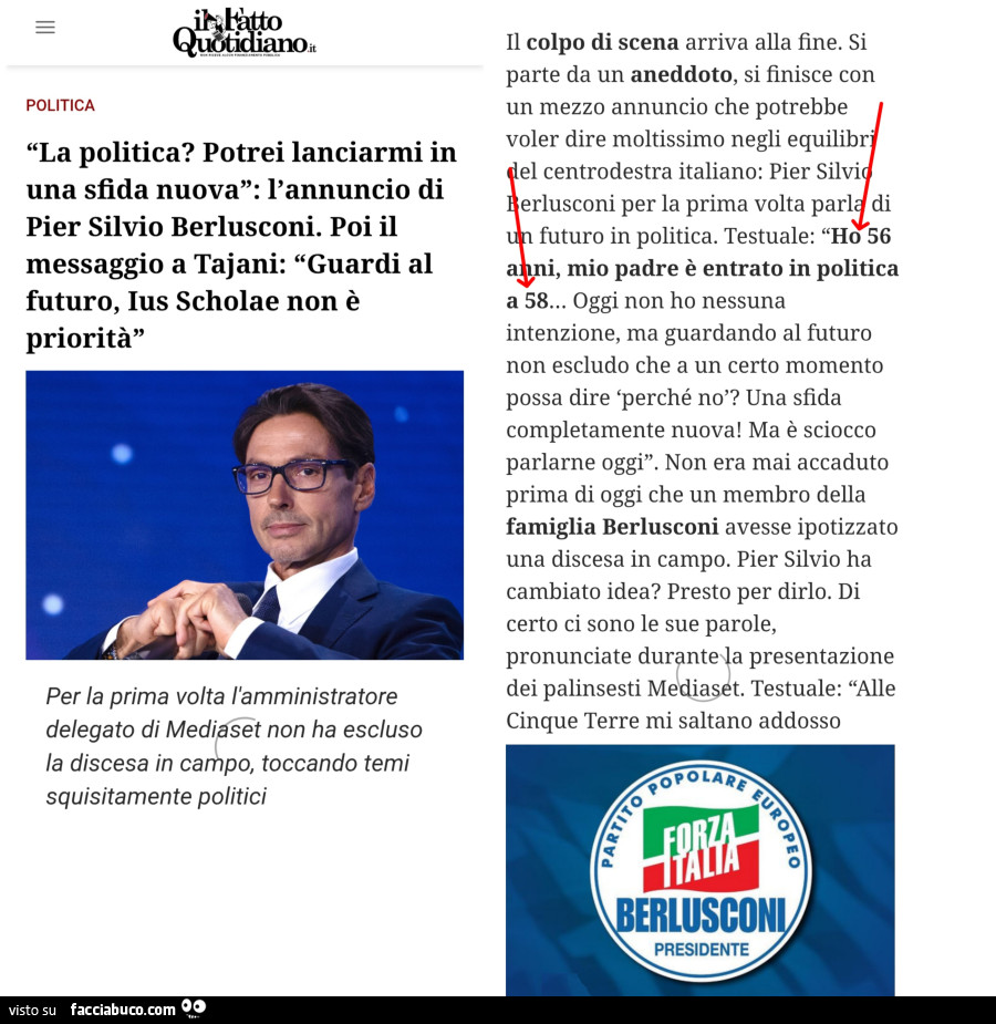La politica? Potrei lanciarmi in una sfida nuova: l'annuncio di pier silvio berlusconi