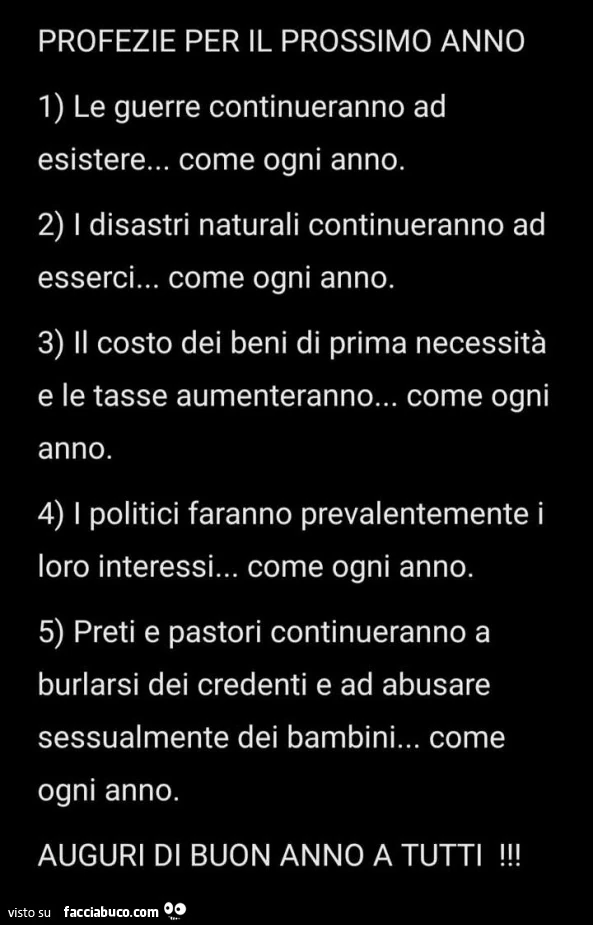 Profezie per il prossimo anno
