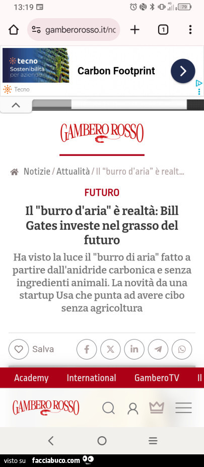 Il burro d'aria è realtà: bill gates investe nel grasso del futuro