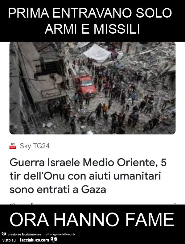 Prima entravano solo armi e missili ora hanno fame