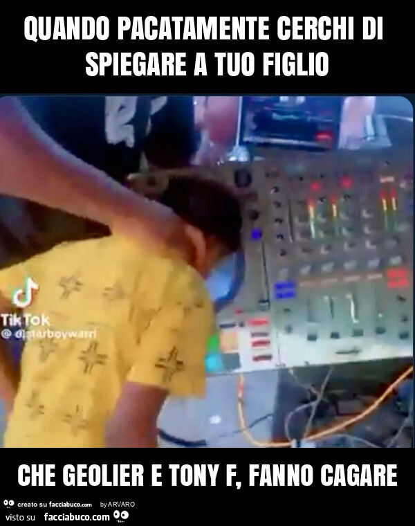 Quando pacatamente cerchi di spiegare a tuo figlio che geolier e tony f, fanno cagare