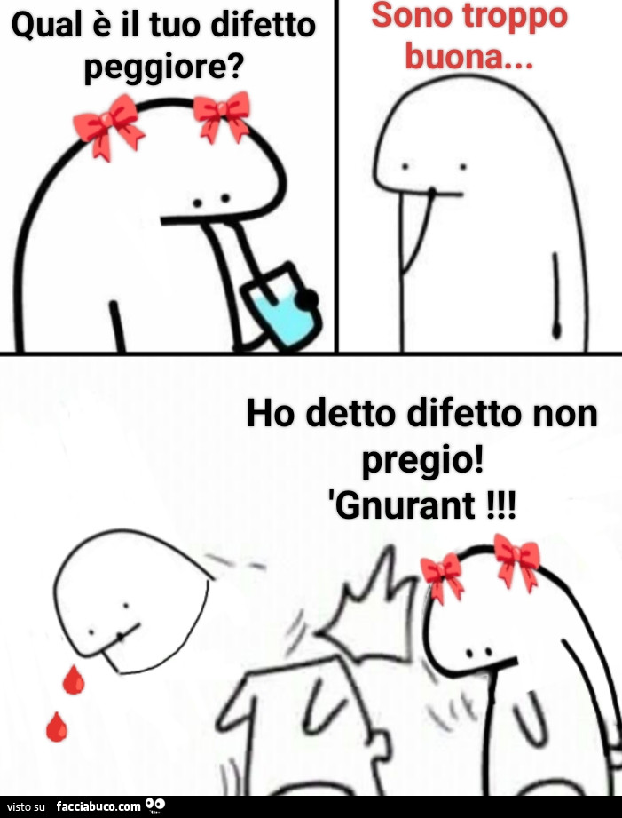 Qual è il tuo difetto peggiore? Sono troppo buona… ho detto difetto non pregio! Gnurant