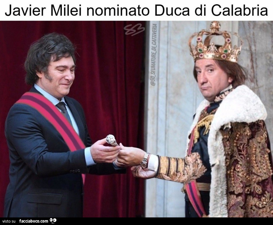 Javier Milei nominato Duca di Calabria