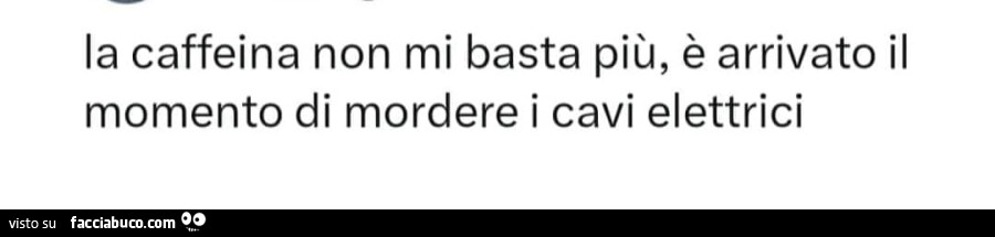 La caffeina non mi basta più, è arrivato il momento di mordere i cavi elettrici