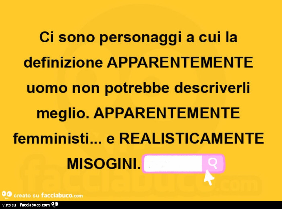 Ci sono personaggi a cui la definizione apparentemente uomo non potrebbe descriverli meglio. Apparentemente femministi… e realisticamente misogini