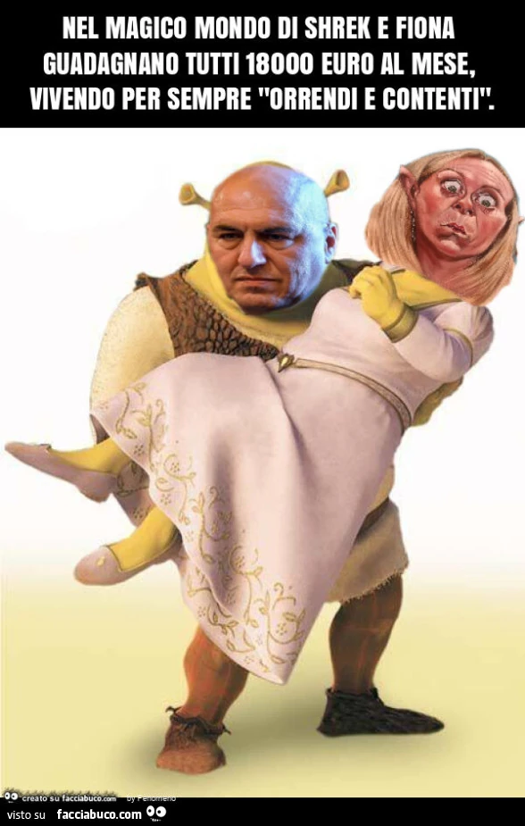 Nel magico mondo di shrek e fiona guadagnano tutti 18000 euro al mese, vivendo per sempre "orrendi e contenti"