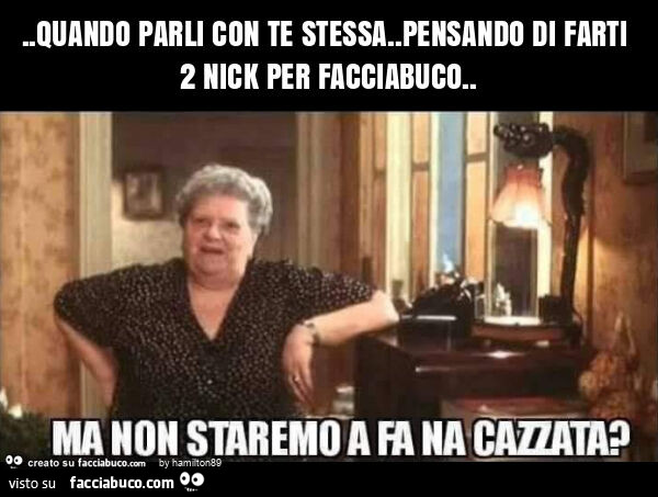 Quando parli con te stessa. Pensando di farti 2 nick per facciabuco