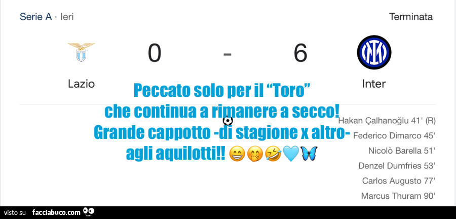 Gran bella partita: complimenti ai nerazzurri