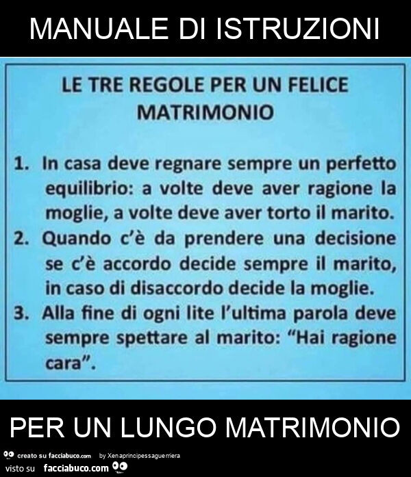 Manuale di istruzioni per un lungo matrimonio