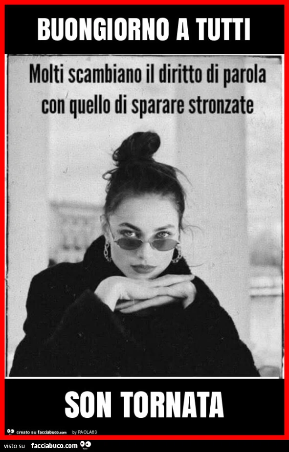 Buongiorno a tutti son tornata