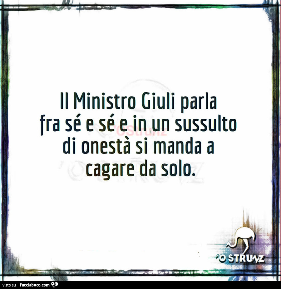 Il ministro giuli parla fra sé e sé e in un sussulto di onestà si manda a cagare da solo