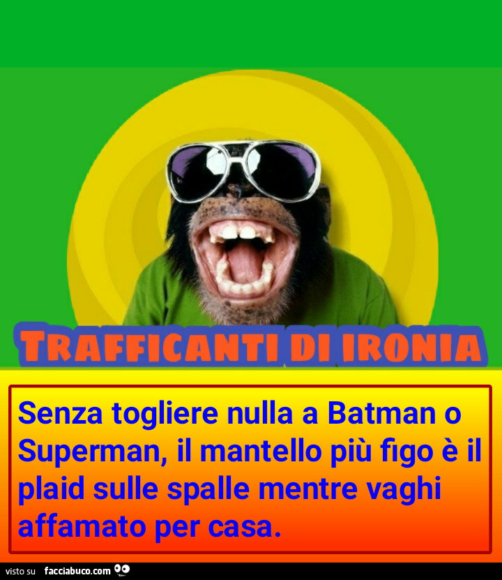 Senza togliere nulla a Batman o Superman, il mantello più figo è il plaid sulle spalle mentre vaghi affamato per casa