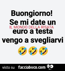 Buongiorno! Se mi date un euro a testa vengo a svegliarvi