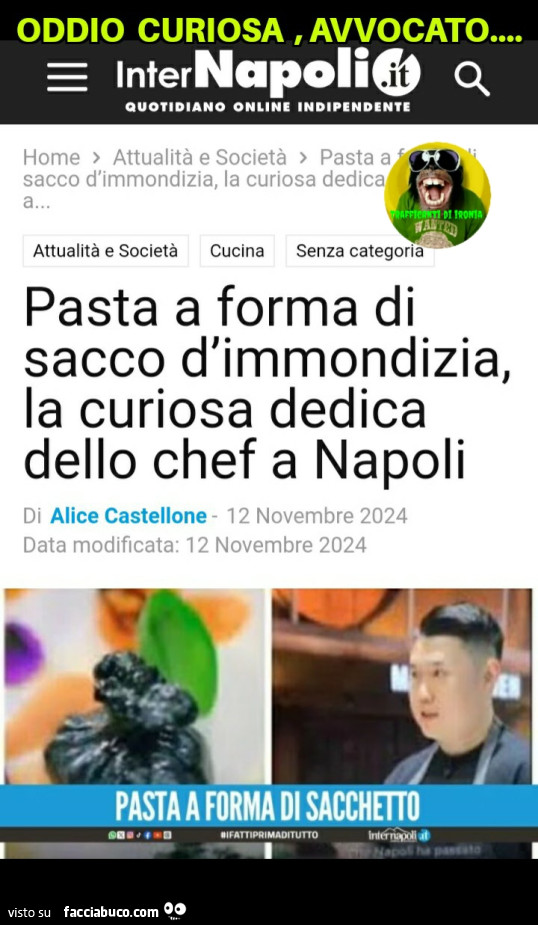 Pasta a forma di sacco di immondizia la curiosa dedica dello chef a napoli