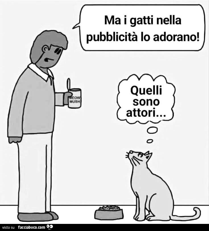 Ma i gatti nella pubblicità lo adorano! Quelli sono attori