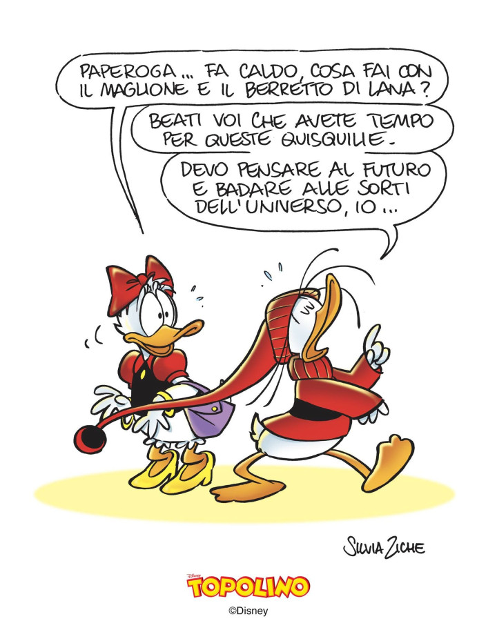 Paperoga fa caldo cosa fai con il maglione e il berretto di lana?