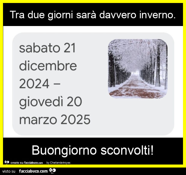 Tra due giorni sarà davvero inverno. Buongiorno sconvolti